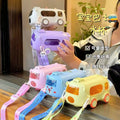 Children's high-value cartoon baby bus car water cup cartoon bounce straw plastic cup kindergarten water cup