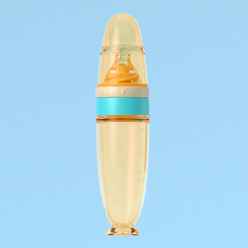 Baby Rice Bottle 150ML Silicone Soft Spoon Squeeze Fruit Juice Bottle Supplementation Spoon Suction Cup Silicone Rice Noodle Milk Bottle