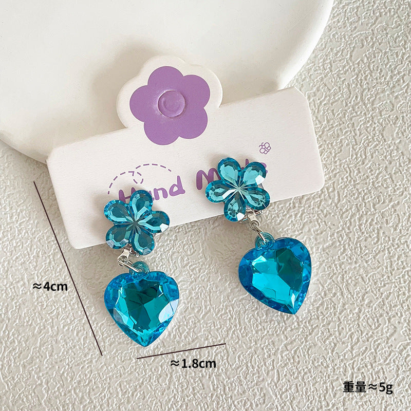 Small fresh children's earrings love pendant ear clip baby girl flower color accessories earrings jewelry