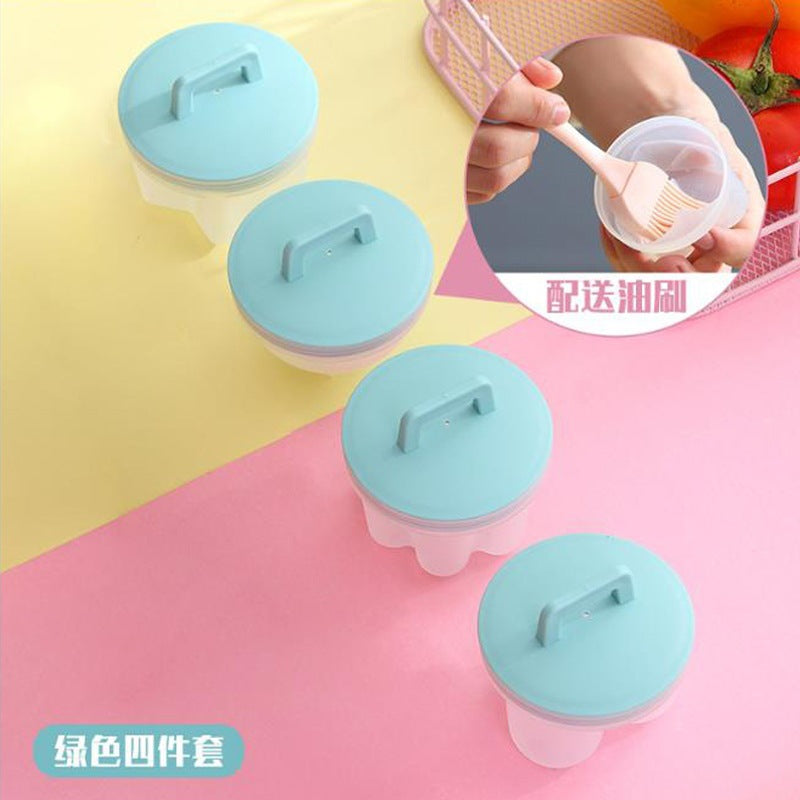 Kitchen Egg Steamer 4-Piece Set for Breakfast Omelette Grinder Household Creative Oil Brush Box