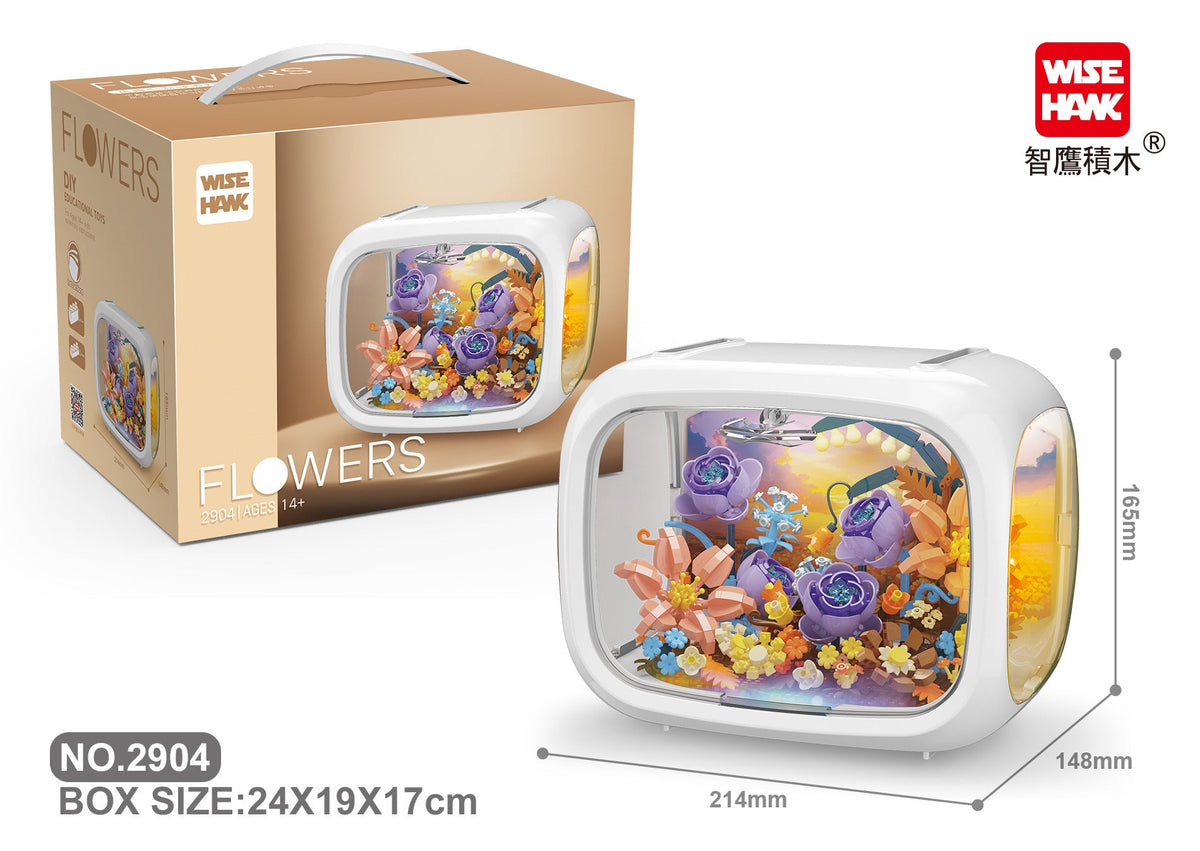 Smart Eagle Eternal Rose Space Capsule Transparent Dustproof Display Box Cross-Border Micro Particle Building Block Flower Ornament Building Block Flower