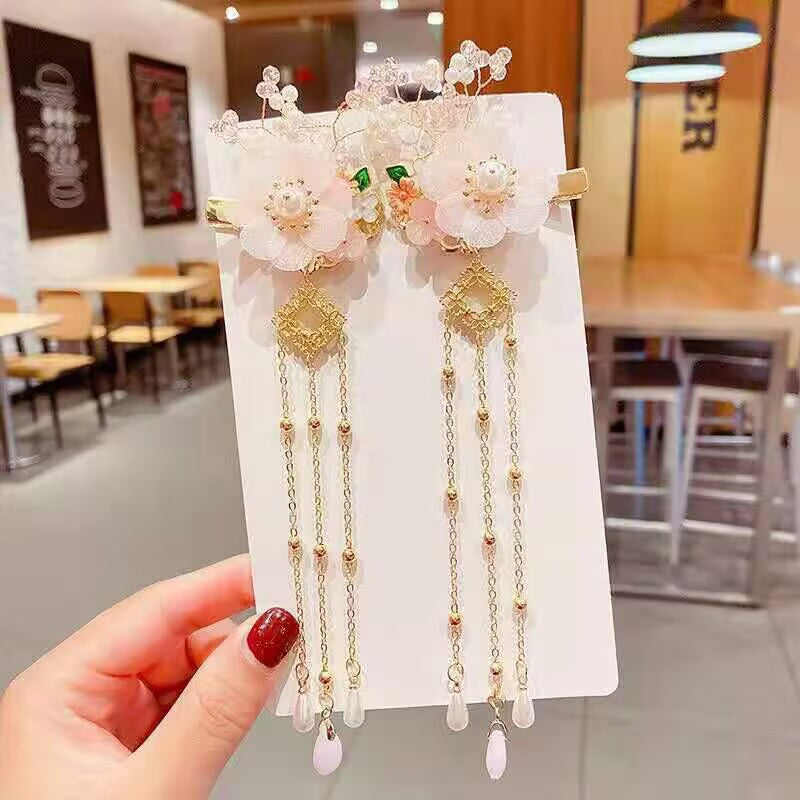 Children's Ancient Style Hair Accessories, Hairpins, Han Dynasty Costume Accessories, Tassels, Flowers, Super Fairy Clips, Girls' Glass Headdresses, Butterflies