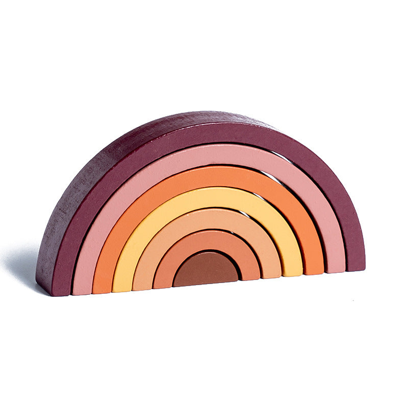 Cross-Border Children's Rainbow Arch Bridge Building Blocks Toy Wooden Building Jenga Colorful Building Blocks Young Children's Color Recognition