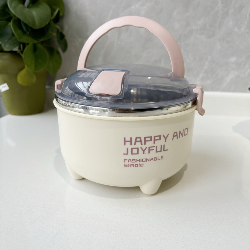 304 food grade stainless steel lunch box household rice bowl with lid soup bowl large capacity student portable instant noodle bowl wholesale