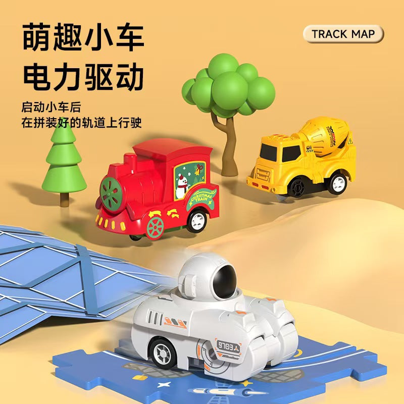 Cross-border Amazon jigsaw puzzle rail car DIY assembled sliding rail car electric train children's toy batch