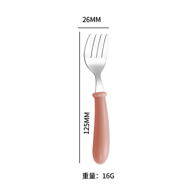Cartoon 304 Stainless Steel Kidsren's Spoon and Fork Baby Eating Training Tableware Set Baby Portable Feeding Spoon