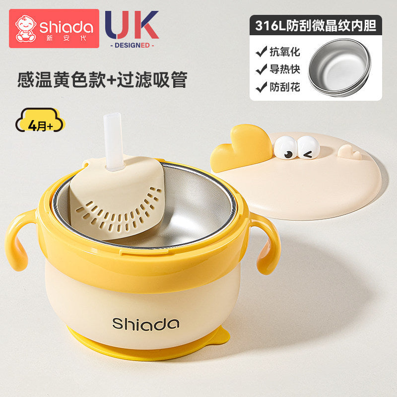 Baby Food Supplement Bowl, Specially Designed for Infants and Young Children, with Constant Temperature Water Injection and Insulation, Suitable for Eating Out, Complete Set of Utensils