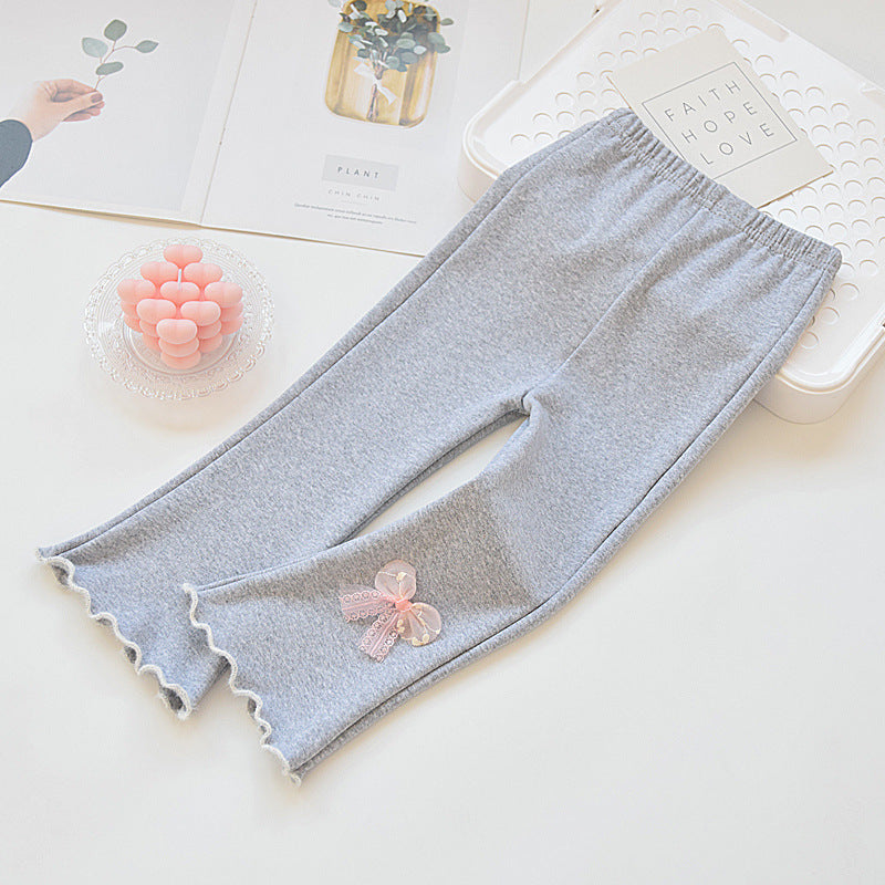 Spring and Autumn Girls' Flared Pants Children's Pants Outer Wear 2025 Spring New Western Style Princess Style Student Casual Trousers