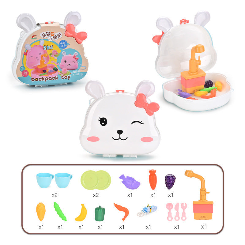 Children's Vegetable Washing Basin Simulation Kitchenware Electric Circulation Water Discharge Washing Table Puzzle Play House Kitchen Dishwasher Toy