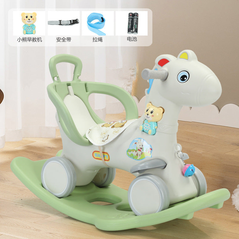 Rocking Horse Children's Trojan Horse 2-in-1 Rocking Horse Toy Car Baby Rocking Car Detachable Sliding Baby Soothing Chair