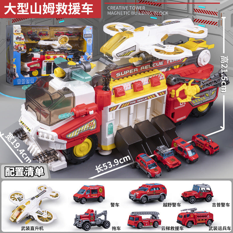 Sam's Same Model Fire Truck Large Toy Car for Boys, Children's Engineering Vehicle Fleet, Boys' Fire Truck Toy