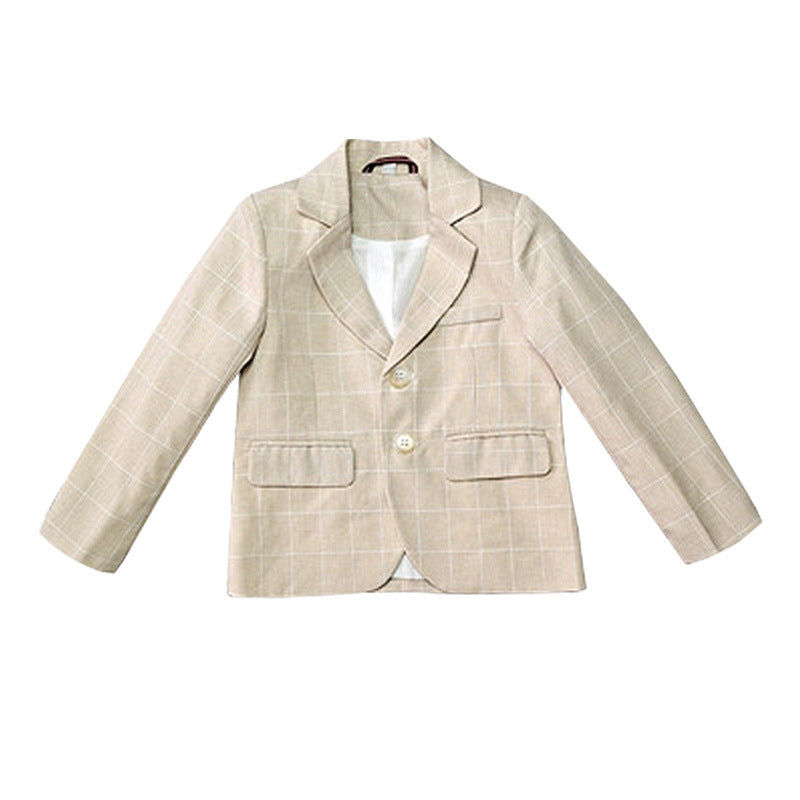 Children's dress spring new British Plaid small suit boy gentleman piano host performance costume suit generation