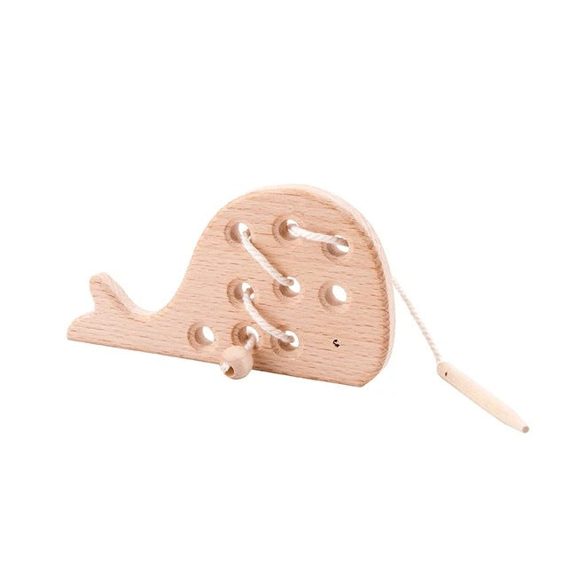 Baby puzzle multifunctional early education wooden hands-on brain toy rope color cognitive stacking seesaw toy