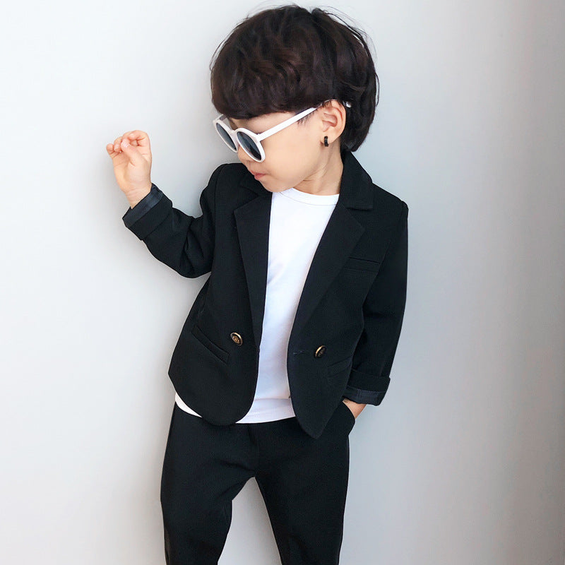 Boys' Suit suit Baby Autumn Western Style Korean Style Small Suit British Style Casual Handsome Flower Girl Host Dress