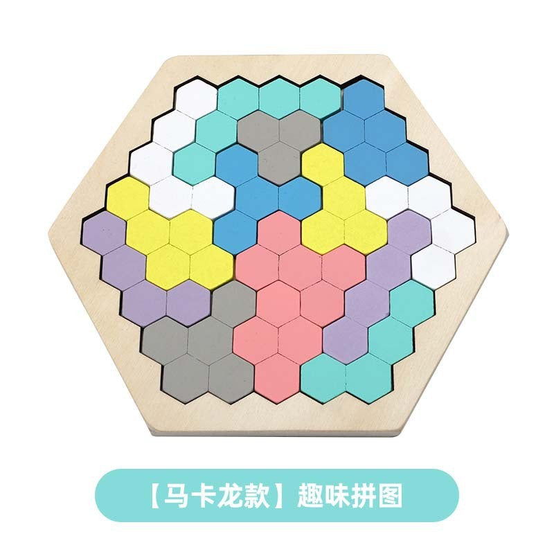 Wooden changeable honeycomb puzzle boys and girls color puzzle kindergarten early education baby children's educational toys wholesale