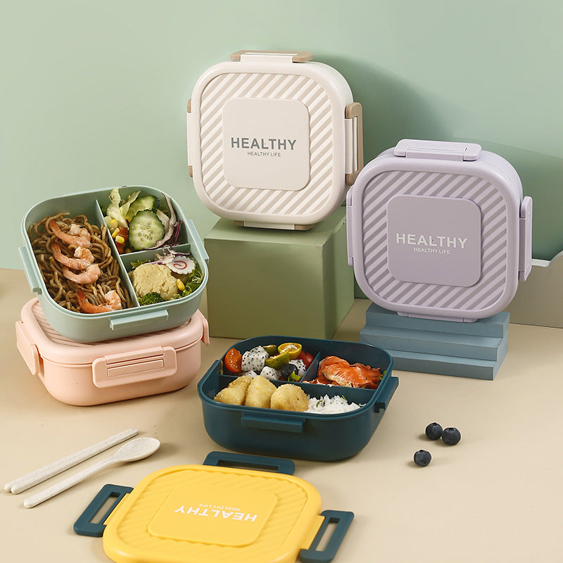 Square plastic lunch box takeaway lunch box compartment student lunch box portable office worker microwave oven gift