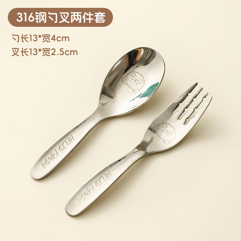 Set of 316 Stainless Steel Baby Feeding Bowls for Kids: Spoon, Fork, and Dinnerware for Learning to Eat