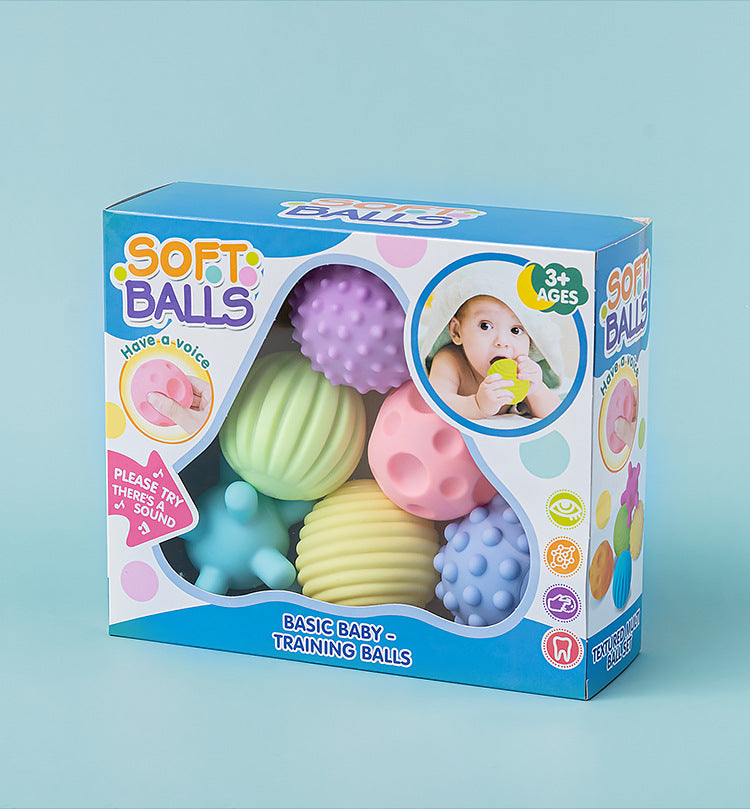 Baby Hand Ball Toy Manhattan Kidsren's Soft Rubber Touch Massage Perception Touch Vinyl Educational Bath Infant