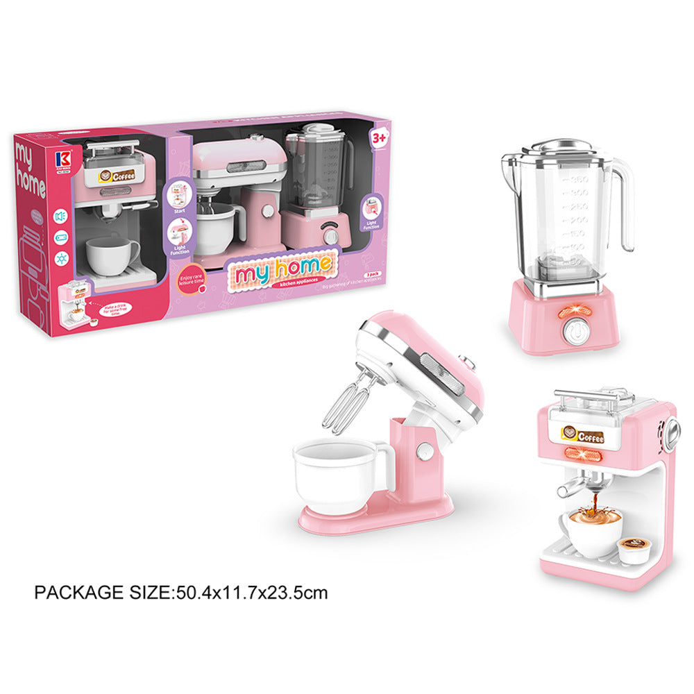 Cross-Border Foreign Trade Kitchen Pretend Play Toys Children's Realistic Electric Light and Sound Effects 4-in-1 Small Appliance Toy Set