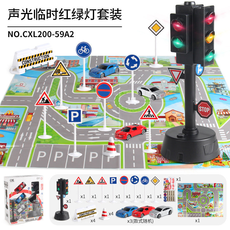 Children's Traffic Safety A variety of simulation traffic signal signs suit model scene science and education toys