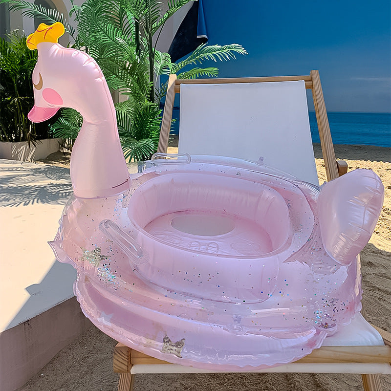New children's pink rainbow horse sequins swimming ring inflatable water cute unicorn children's sponge bottom seat ring