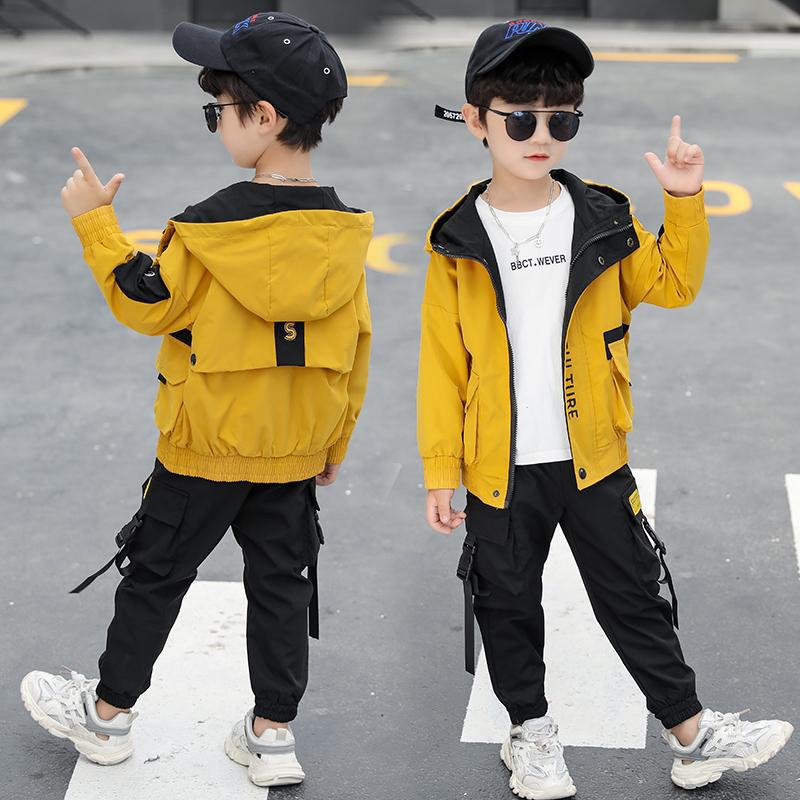 Boys' Autumn Outfit Set 2026 New Style Spring Autumn Winter Children's Pants and Jacket Trendy