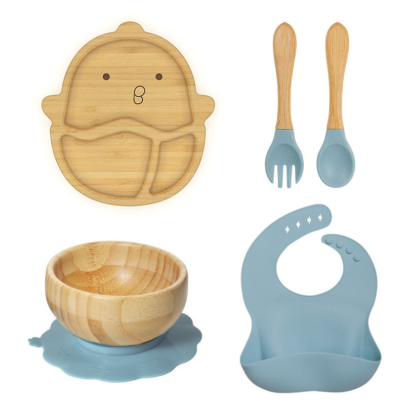 Wooden Children's Supplementary Food Plate Creative Cartoon Dinner Plate for Kindergarten Baby's Bamboo and Wooden Plate Baby Suction Disc Bowl