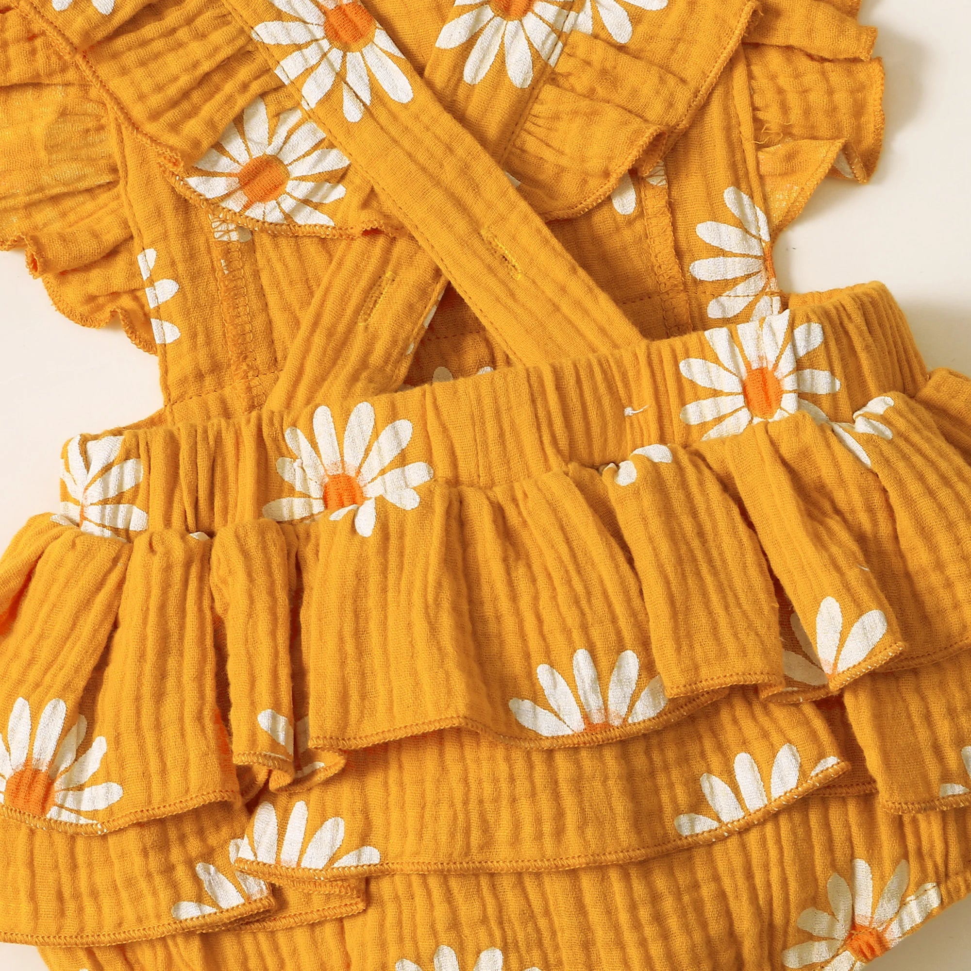 Summer Newborn Infant 0-18Month Baby Girls Romper Sunflower Print Sleeveless Cute Kids Onepiece Jumpsuit