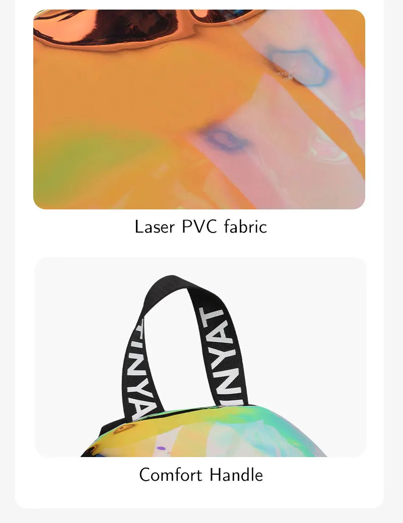 TINYAT PVC Clear Backpacks for Women Stylish Music Festival Water Resistant School Bag ita Bag for Easy Inspection During