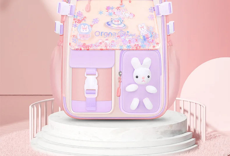 Cute Student Backpack 3pcs/set Primary Schoolbag Rabbits and quicksand Kawaii Student Backpack Teenage Girls Handbag
