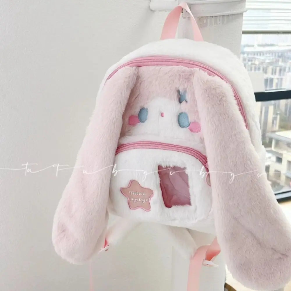 Cute Cat Women Backpack Plush Fluffy Kawaii Small Cartoon Idol Photocard Pouch Itabag Students Lolita Jk Daily Female Bag