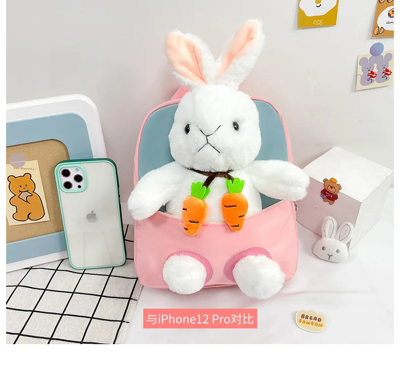 Cartoon Kindergarten Backpack New Children's School Bag Cute Plush Rabbit Doll Backpack - Baby's World (view 15)