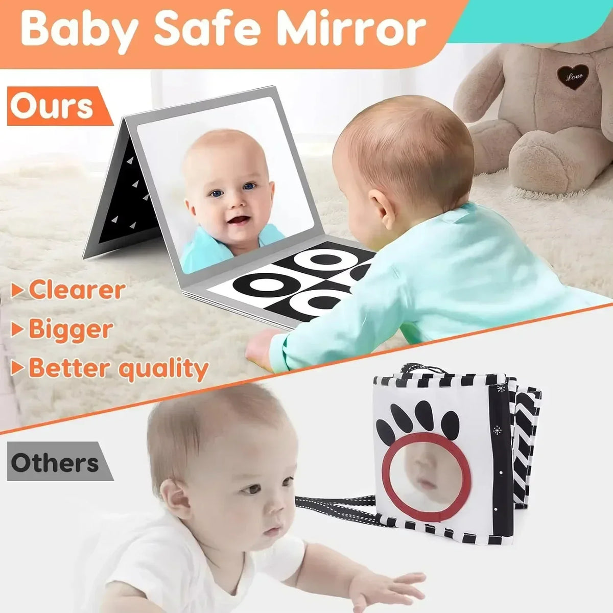 Black and White Baby Book Montessori Baby Toys 0-3 Years Colorful Flashcard High Contrast Visual Book Sensory Toys for Toddler