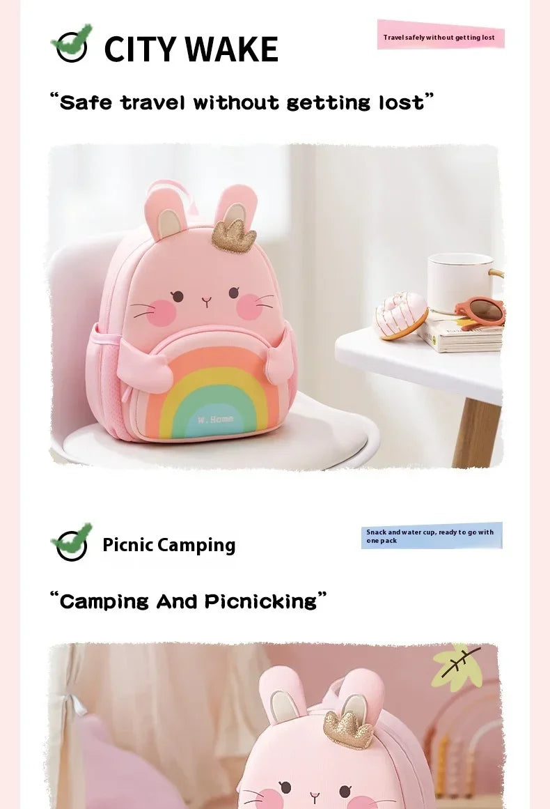 2025 New Arrival Cute Bear & Bunny Kids Backpack - Lightweight School Bag for Preschool Boys Girls, Adorable Toddler Travel