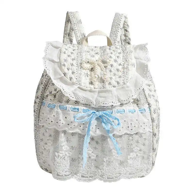 Student Schoolbag Korean - Student's Schoolbag Korean Version Kawaii Fashion Bag Lace Bow Backpack Cloth Bag Sweet Style
