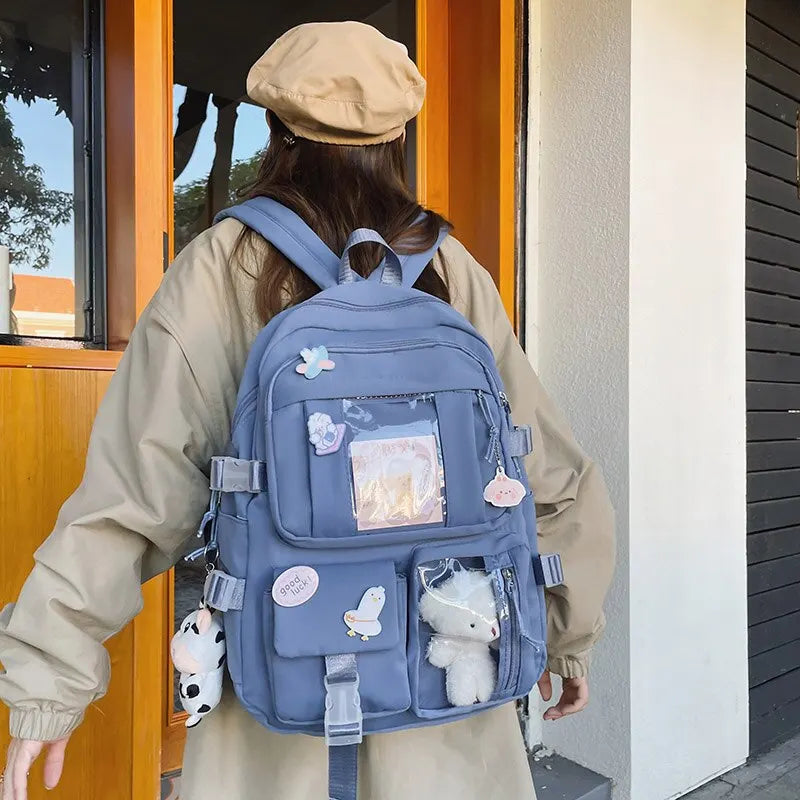 Girls Backpack Cute School Bags For Student Teens Girls Pockets Women Laptop Backpack Harajuku - Baby's World (view 7)