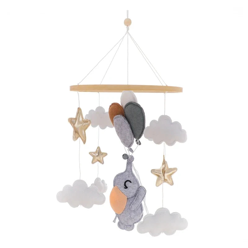 Baby Wooden Bed Bell Cartoon Rabbit Mobile Hanging Rattles Toy Hanger Crib Mobile Bed Bell Wood Toy Holder Arm Bracket Kid Gifts