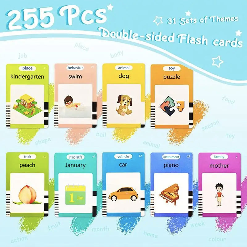 Learning English Flash Cards Machine Electronic Audio Book Toy Montessori Educational Toy for Children Christmas Gift 2026 New