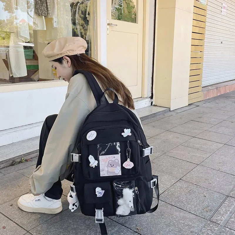 Girls Backpack Cute School Bags For Student Teens Girls Pockets Women Laptop Backpack Harajuku - Baby's World (view 8)