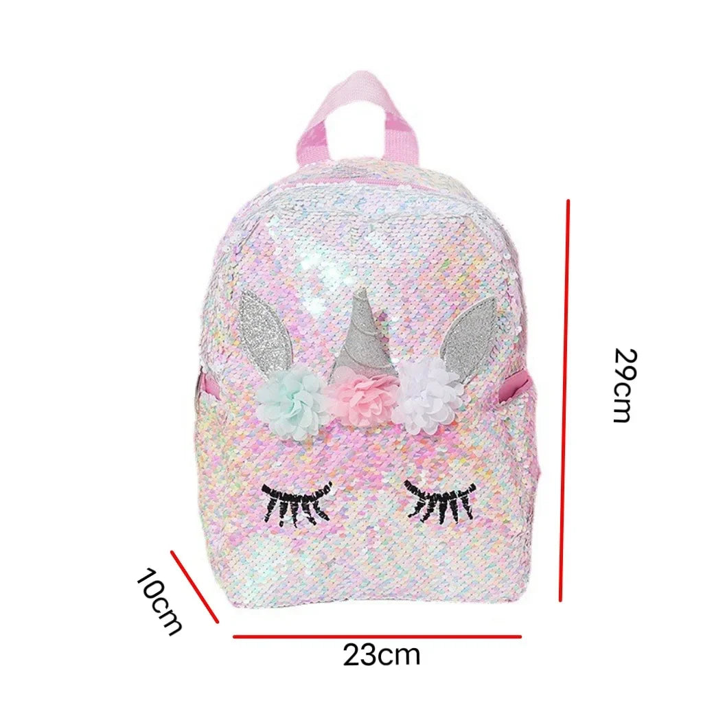 Unicorn Sequin Backpack Cartoon School Bag School Bookbag large capacity Book food Storage Double Shoulder Backpack Travel