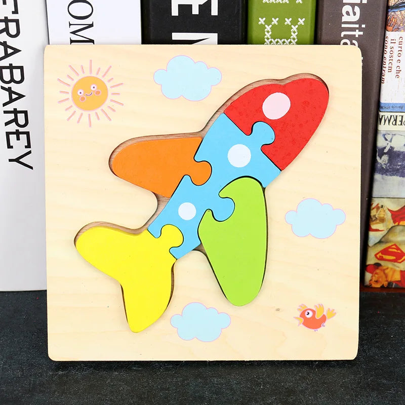 Baby High Quality 3D Wooden Puzzles Educational Cartoon Animals Early Learning Intelligence Puzzle Game Toys for Children