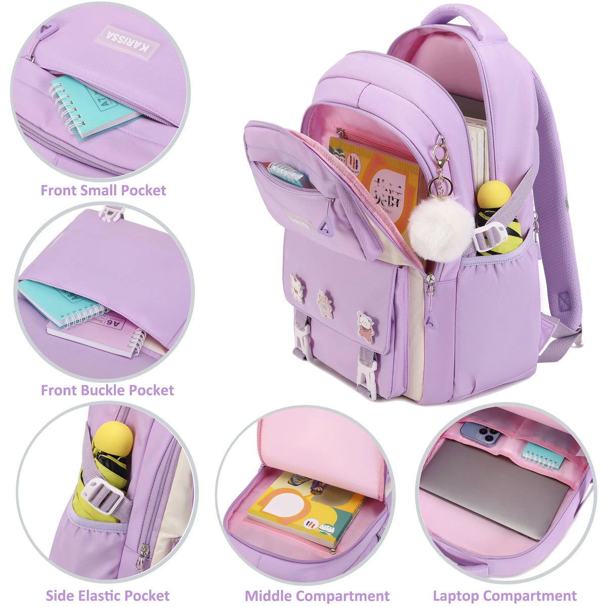 Backpack for Women Girls Set with Pencil Case 15.6 Inch Laptop School Bag Kids Elementary College Backpacks - Baby's World