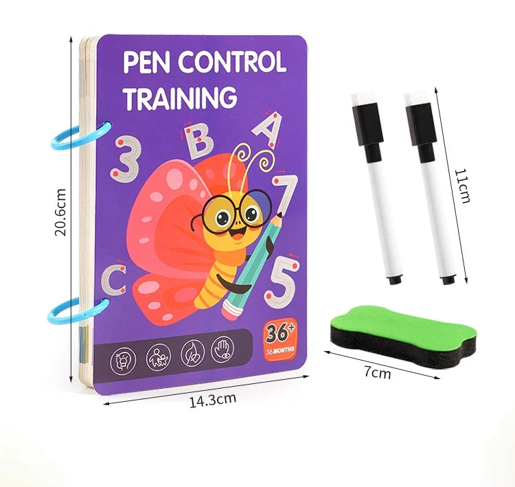 Montessori Writing Control Training Book Reusable Magical Tracing Workbook Practice Book Children Drawing Education Stationery
