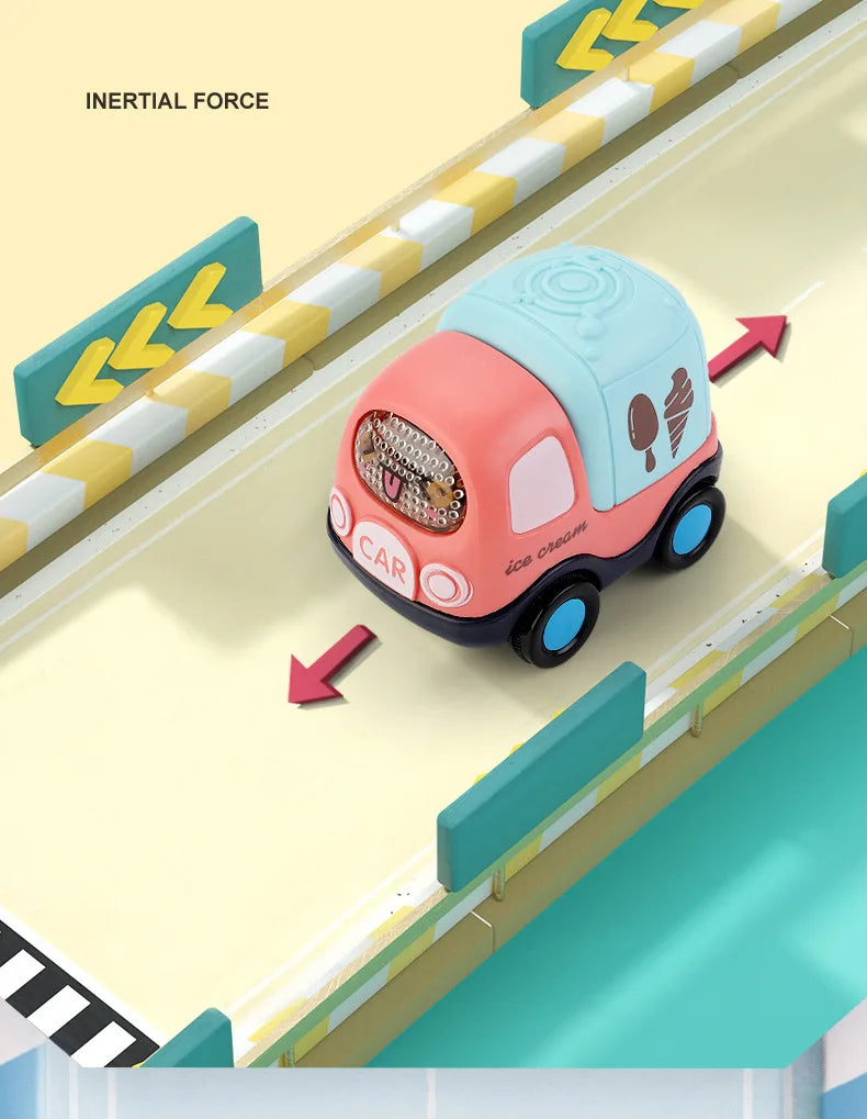 Cartoon Inertia Mini Car Toy Set Ambulance Police Car School Bus Fun Simulated Real Car Model Toys Boy's Birthday Surprise Gifts