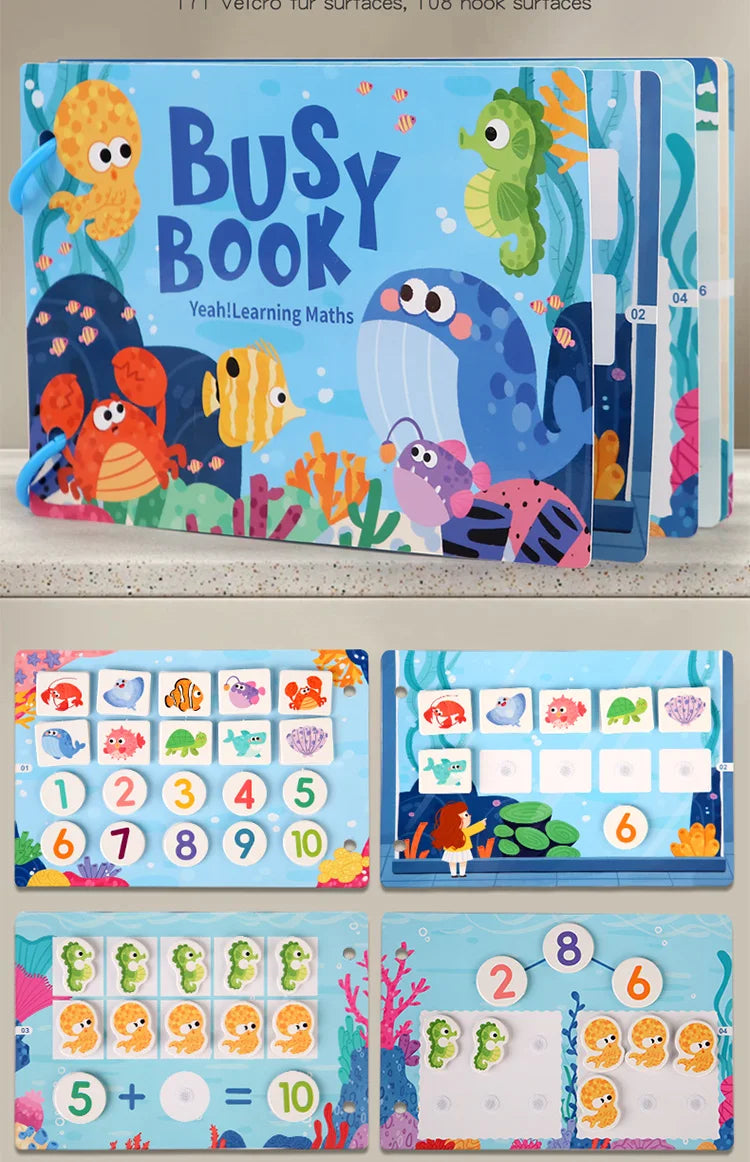 Early Education Puzzle Enlightenment Busy Book, Multiple Themes of Cognitive Tear-Off Toy Book, Early Development of Concentration and Hand-Eye Coordination