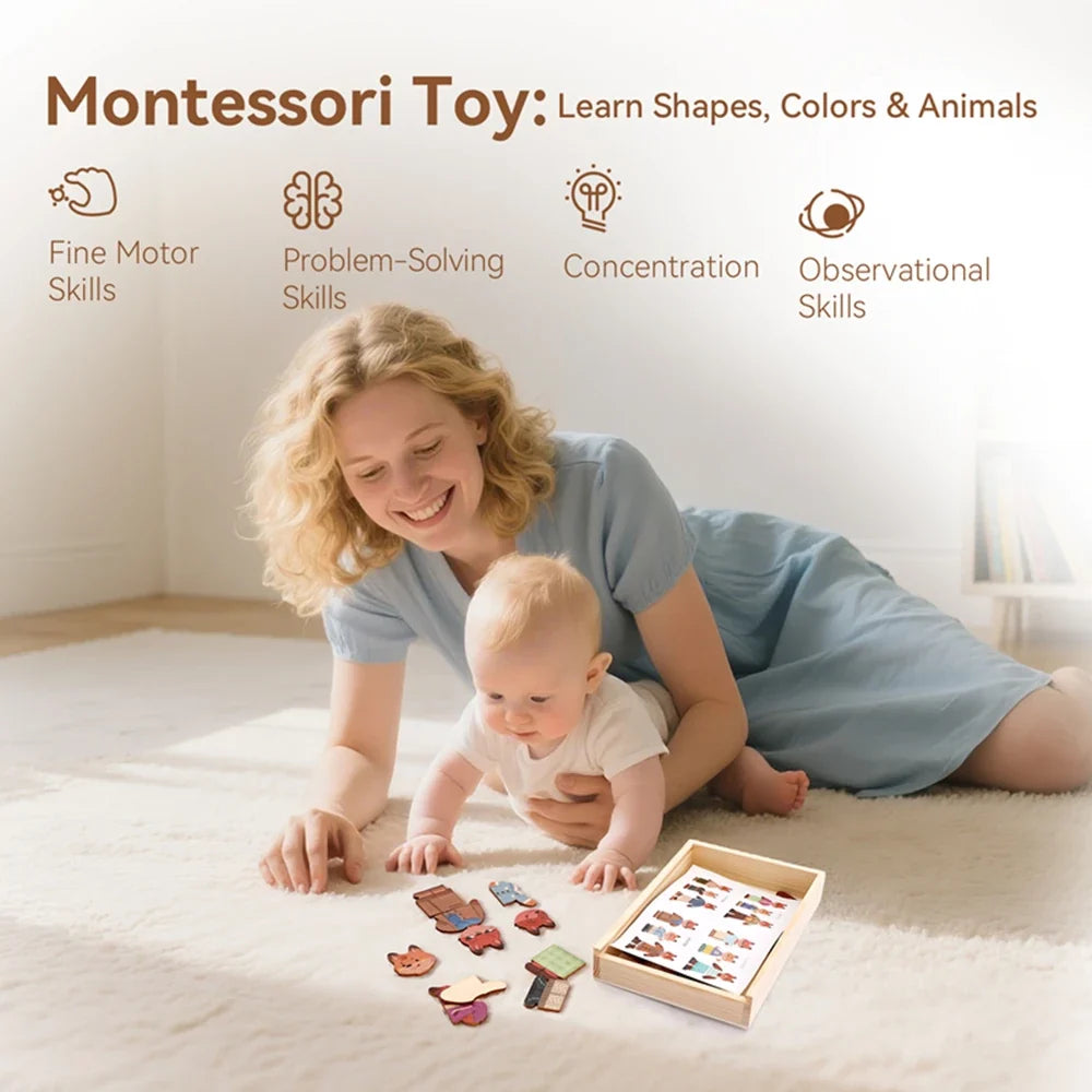 3D Wooden Jigsaw Puzzles for Children Cartoon Animal Hand eye coordination game Baby Educational Puzzles Toy Baby puzzle gift