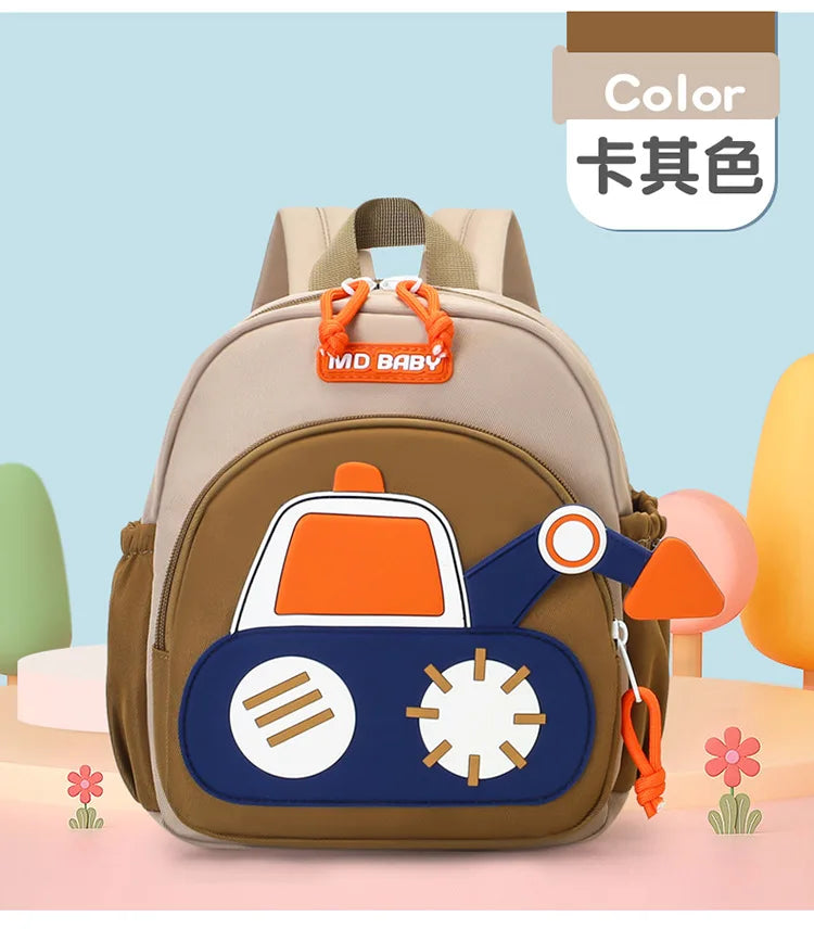 Kids Backpack for Boys Girls Toddler School Kinder garten Cute Construction Truck Car Design Trendy Casual Backpack - Baby's