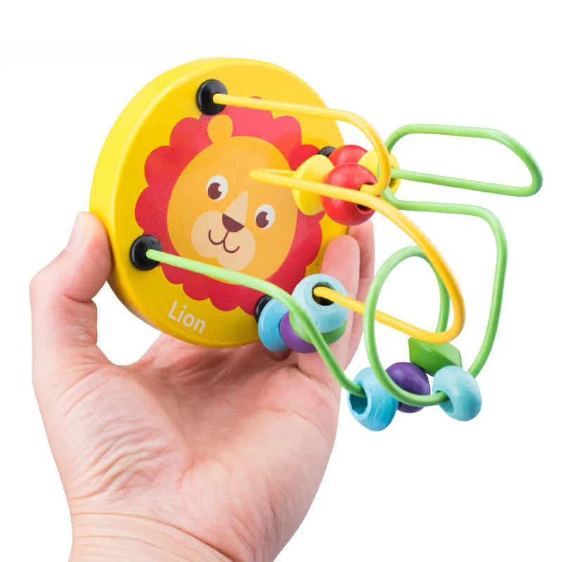 Baby Montessori Educational Math Toy Kids Circles Bead Wire Maze Roller Coaster for Children Montessori Wooden Toys Wood Puzzles