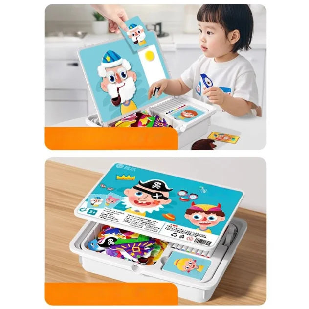 Magnetic Puzzles Face Dress Up Travel Game Double Side Preschool Educational Learning Toy for Kids