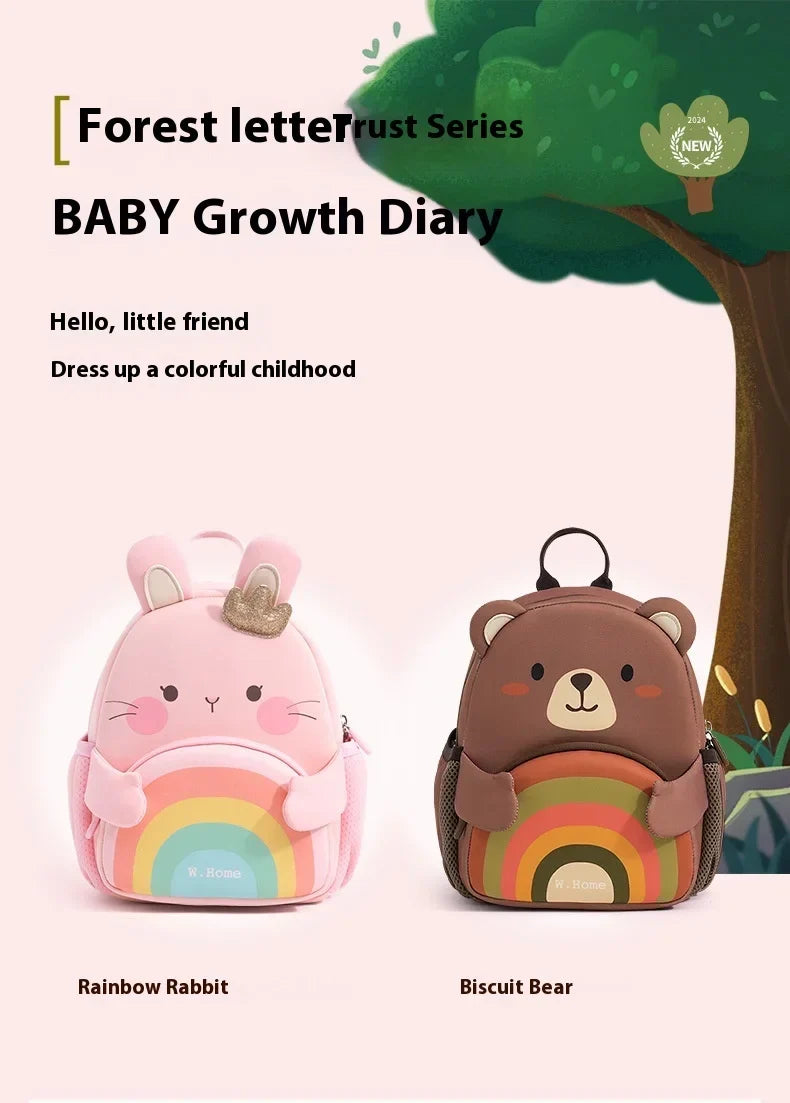 2025 New Arrival Cute Bear & Bunny Kids Backpack - Lightweight School Bag for Preschool Boys Girls, Adorable Toddler Travel